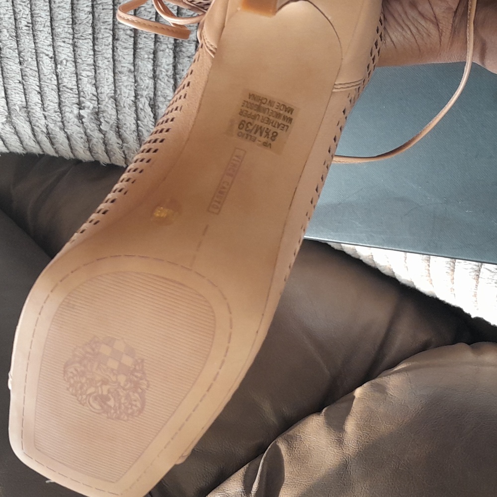 Vince Camuto Tan Heeled Boots with Perforated Design - Picture 5 of 6
